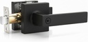 Black Door Lever with Lock and Key, Entry Door Handle Set for Bedroom Bathroom Office, Square Modern Design, Reversible for Left Right Hand, 3 Keys