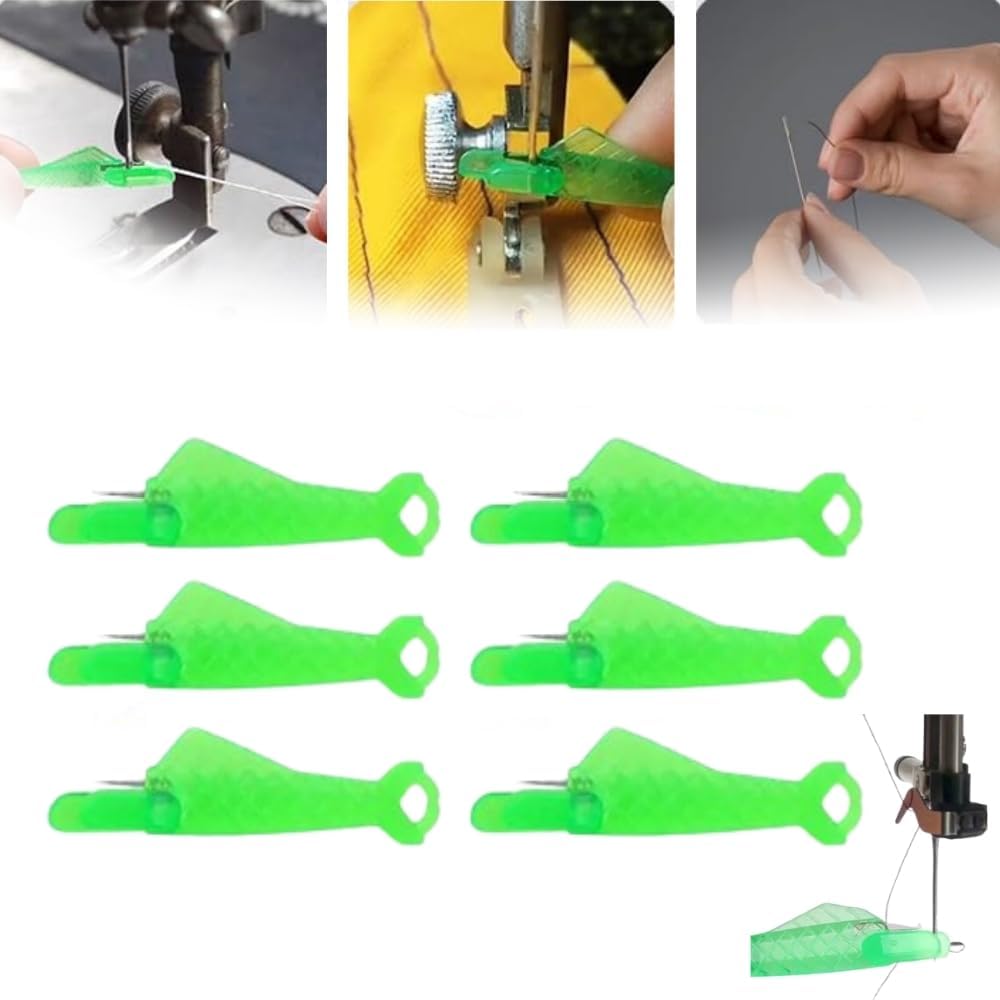 Sewing Machine Needle Threader,Sewing Machine Needle,DIY Needle Threaders,2024 New Quick Sewing Threader for Hand Upgraded Automatic Needle Threader Automatic Needle Threader (Green 6 pcs)