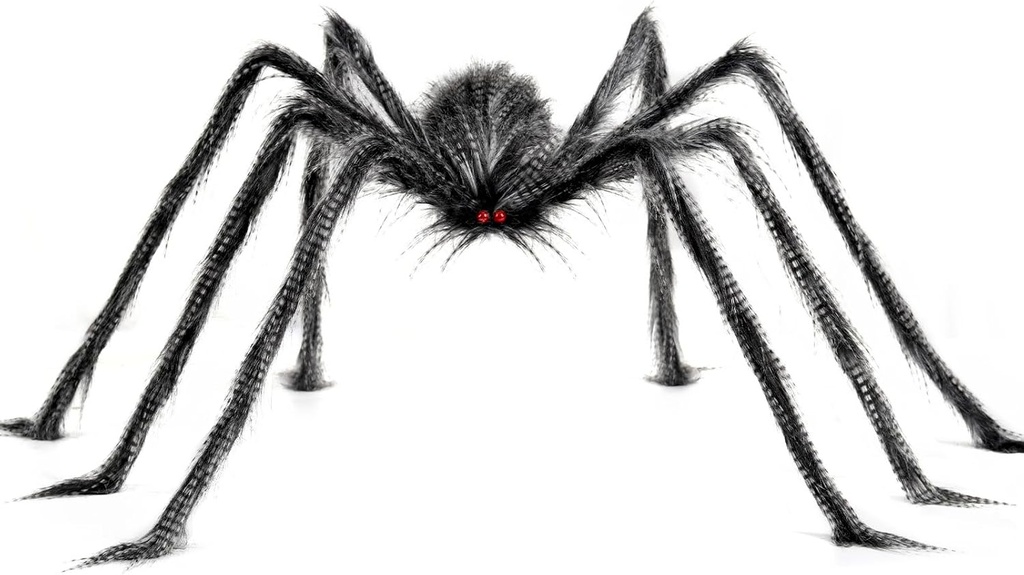 5 FT Giant Spider Halloween Decorations Indoor Outdoor - Halloween Large Big Realistic Hairy Plush Fake Spider Props for Yard Party Classroom Wall Window Decor, Black