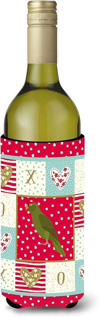 Caroline's Treasures CK5519LITERK Amazon Parrot Love Wine Bottle Hugger, Red Bottle Cooler Sleeve Hugger Machine Washable Collapsible Insulator Beverage Insulated Holder