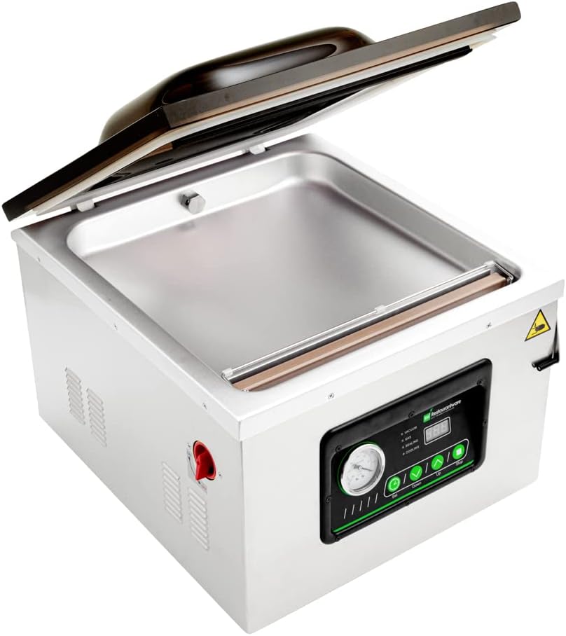 Restaurantware Fresh Hero Vacuum Sealer 1 Chamber Food Saver - 16" Seal Bar Oil Pump Stainless Steel Food Sealer 120V For Packaging Meat Fruit And Sauces