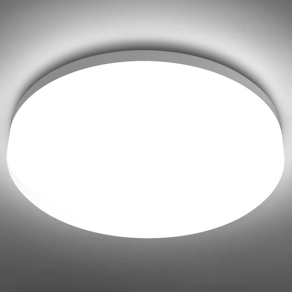 Lepro 8.7 inch Flush Mount LED Ceiling Light for Bathroom, Waterproof, 5000K Daylight White, 1500 LM 15 watt, 120 watt Equiv. Round Flat Low Profile Ceiling Fixture for Laundry, Kitchen, Hallway