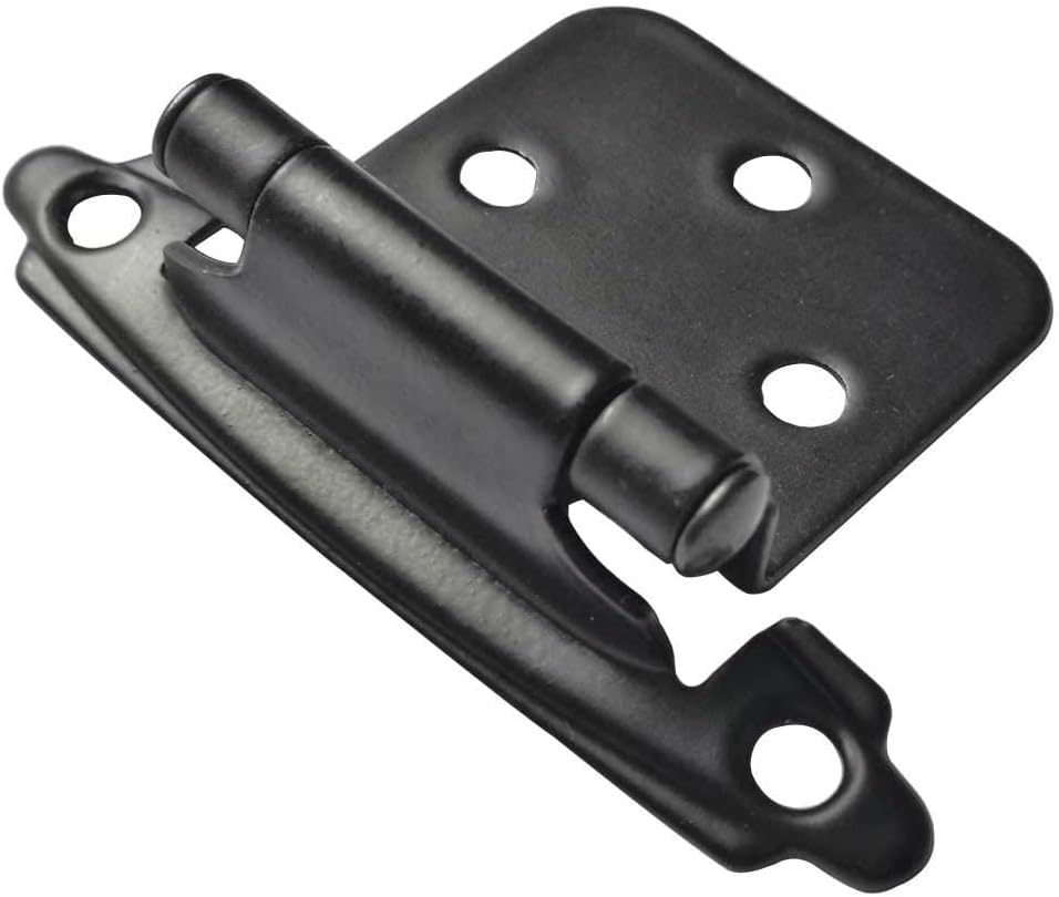 Y&Y Decor Lot of 25 Pairs (50pcs) Self Closing Overlay Flush Cabinet Hinges (Black)