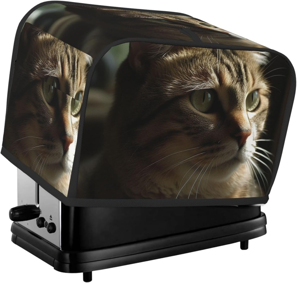 Tabby Cat 2 Slice Toaster Covers Bread Machine Cover Quilted Dustproof Fingerprint Protectors Small Washable Appliance Cover Bread Maker Dust Protection Universal Size