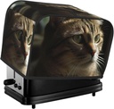 Tabby Cat 2 Slice Toaster Covers Bread Machine Cover Quilted Dustproof Fingerprint Protectors Small Washable Appliance Cover Bread Maker Dust Protection Universal Size