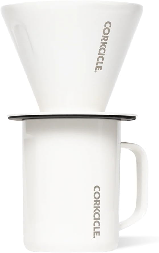 Corkcicle Pour Over Set - Pour Over Coffee Maker for Your Home - Triple-Insulated Stainless Steel Mug - BPA & Phthalate Free - With Non-Slip Silicone Base - Home Barista Set - Oat Milk
