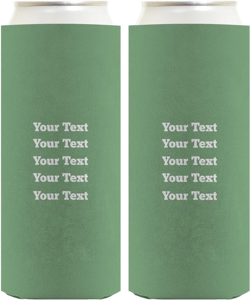 Custom Party Supplies Any Text Custom Coolie 2-Pack Personalized Ultra Slim Can Thermocoolers Sage