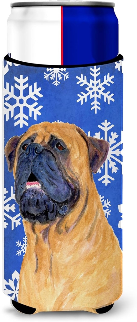 Mastiff Winter Snowflakes Holiday Ultra Beverage Insulators for slim cans