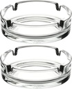 Fargus Glass Ashtrays for Cigarettes, Portable Decorative Modern Ashtray for Home Office Indoor Outdoor Patio Use, Fancy Cute Cool Ash Tray, Pack of 2 (Clear)