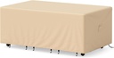 Tangkula Patio Furniture Covers, Outdoor Table Cover Waterproof with Padded Handle & Click-Close Straps, Air Vent, Heavy Duty PU, Rectangle Patio Cover for Outdoor Furniture, 90" W x 50" D x 32" H
