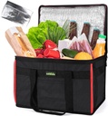 XXXL Insulated Reusable Grocery Bags, Cooler Bags insulated with Hard Bottom Insert Stands Upright, Sturdy Zipper Food Delivery Bag for Warm or Cold