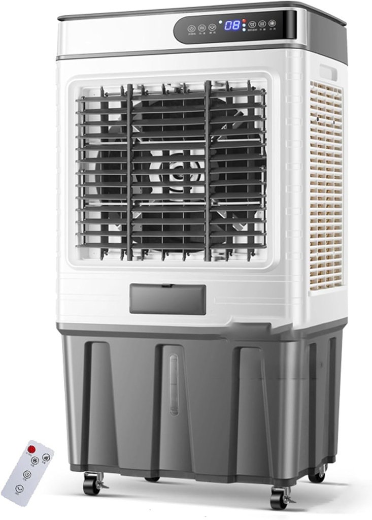 51" Swamp Cooler, 3900CFM Evaporative Air Cooler with 19.8 Gal Water Tank, 4 Ice Box, Remote, 12H Timer, 120°Oscillation, Portable Outdoor Cooling Fan, for Patio Garage Commercial Use