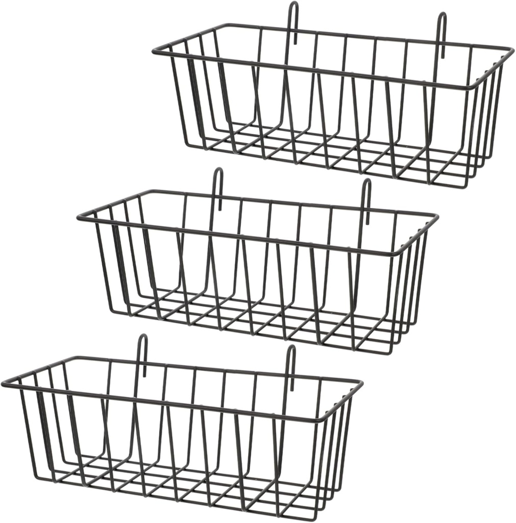 3pcs Wall-mounted Iron Storage Baskets for Bathroom Kitchen Hanging Organizer for Sundries Small Items Elegant Design for Home Office Use