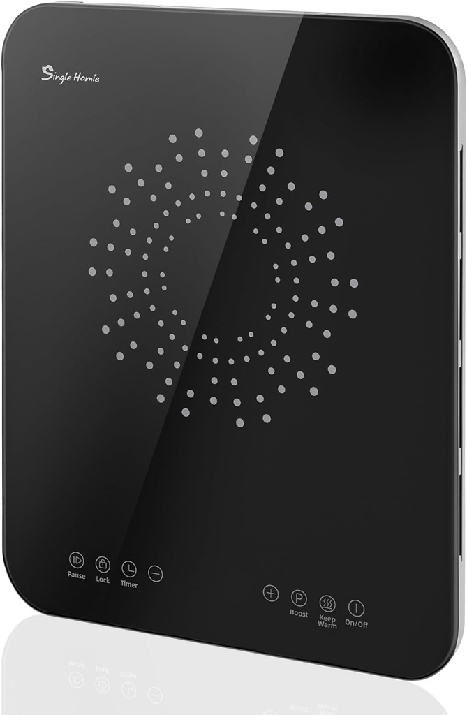 Portable Induction Cooktop, Countertop Induction Burner 0.9" Ultra-thin, Dual Cooling Fan, 1200W Hot Plate with Multi-safety Protection, 10 Power Setting, Timer, 110~120V Black