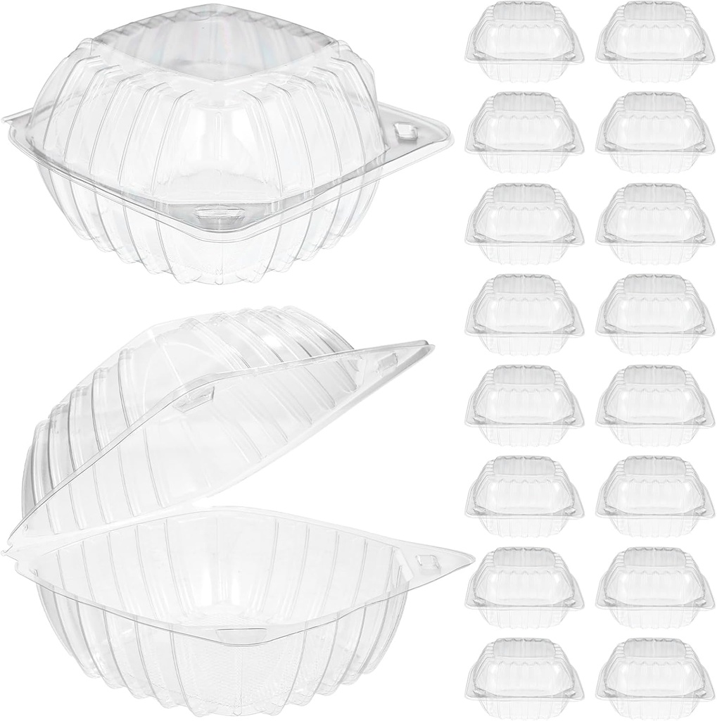 PRETYZOOM 100Pcs Clear Cupcake Holders Individual Cake Slice Containers Sturdy Pet Cupcake Boxes Snap Closure for Desserts Burgers and Salads Safe