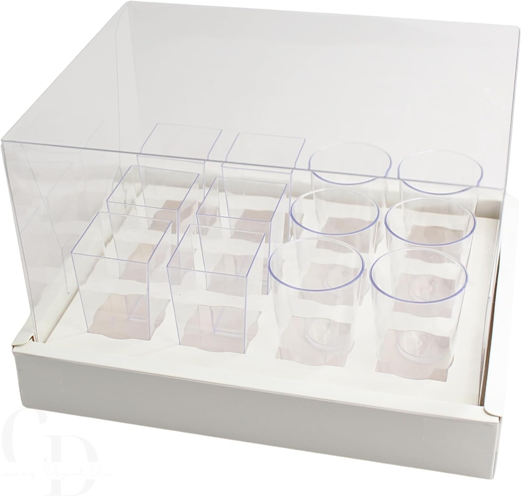 Dessert shooter square and round 3oz cup transport boxes- 10 pack