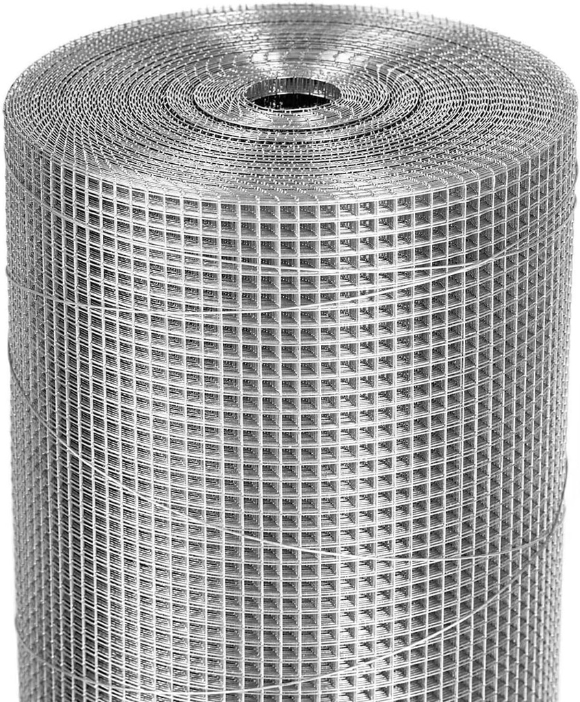 Chicken Wire Fencing, Hardware Cloth Roll, 1/4 inch 24 x 50 Ft 23 Gauge - Hot-Dip Galvanized After Welding - Wire Mesh Roll Welded Wire Cloth Snake Fencing Gopher Wire Rat Wire