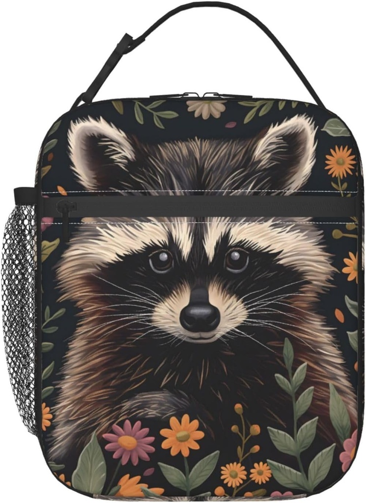 Insulated Lunch Box for Kids Boys Girls, Reusable Lunch Bag for School, Office, Work, Picnic, Travel, Raccoon Lunch Box