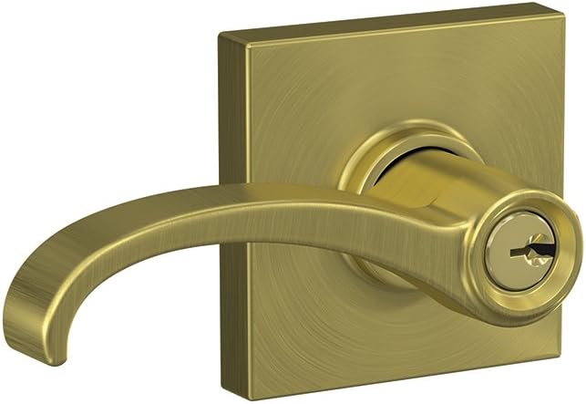 SCHLAGE F51A WIT 608 COL Whitney Lever with Collins Trim Keyed Entry Lock, Satin Brass