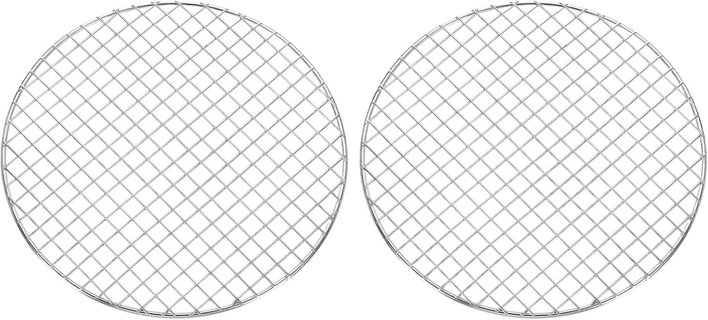 uxcell 2 Pcs Round Cooking Rack, Dia 10.6 Inch Stainless Steel Grill Grate Cross Wire Barbecue Grill for Cooking Baking Air Fryer Racks, Silver