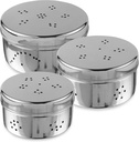 Stainless Steel Coriander Dabba with Air Ventilation, Food Storage Containers, Puri, Dhaniya, Sprout Maker, Dryfruits, Gifts for Cooks, Fridge Herb Storage for Herbs & Vegetables, Set of 3