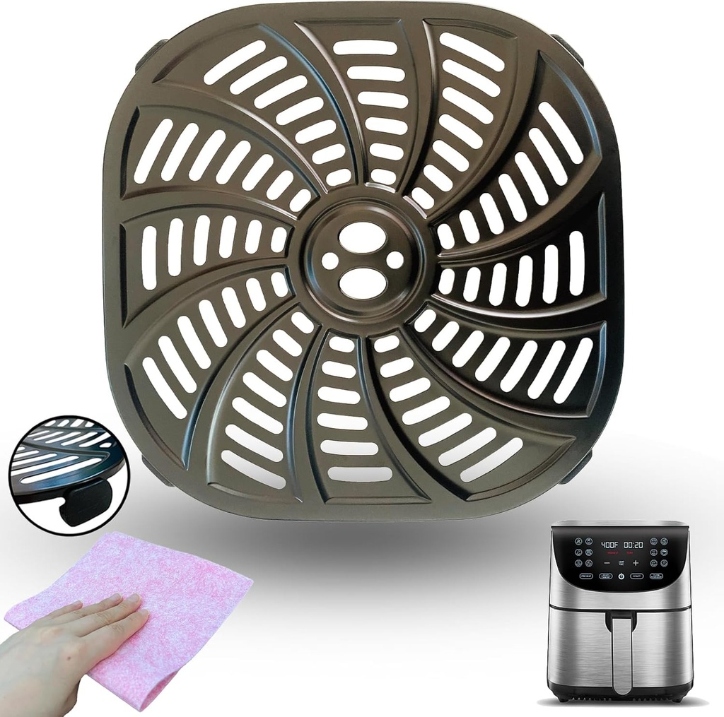 7QT Square Air Fryer Rack for Gourmia GAF778 Air Fryers, Upgraded Air Fryer Grill Pan, Grill Crisper Plate Tray Insert Grate Grid Shelf for Gourmia 7QT Air Fryer, Nonstick, Dishwasher Safe