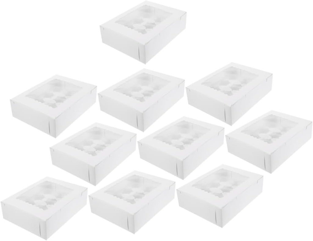 10pcs Paper Muffin Cake Boxes Window Versatile Cupcake Carriers for Tarts Cookies and Desserts Creative Design for Home Party Use