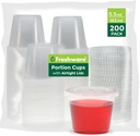 Freshware Plastic Portion Cups with Lids [5.5 Ounce, 200 Sets] Souffle Cups, Jello Shot Cups, Condiment Sauce Containers For Sampling, Sauce, Snack or Dressing