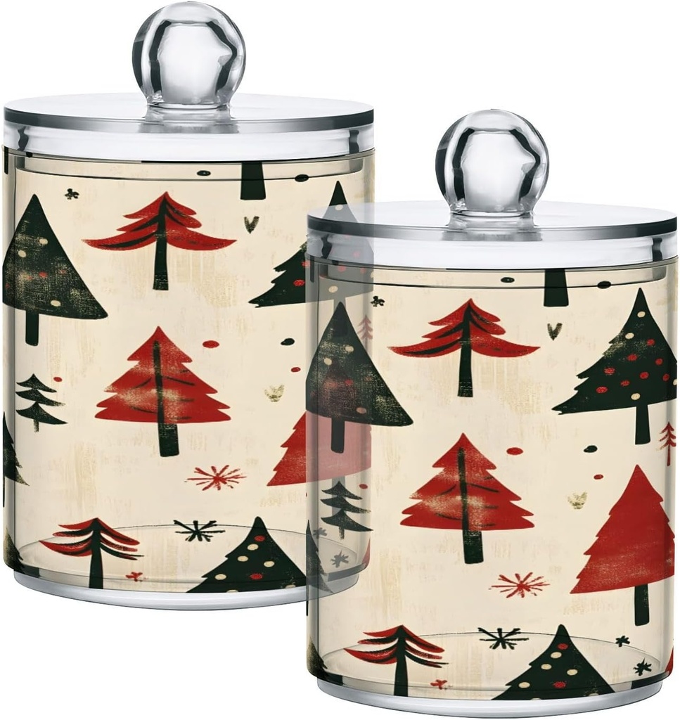 Christmas Tree 2PC Airtight Transparent Storage Jar, Food Storage Container, Can Store Candy, Salt, Coffee Beans, With lid, Easy To Use