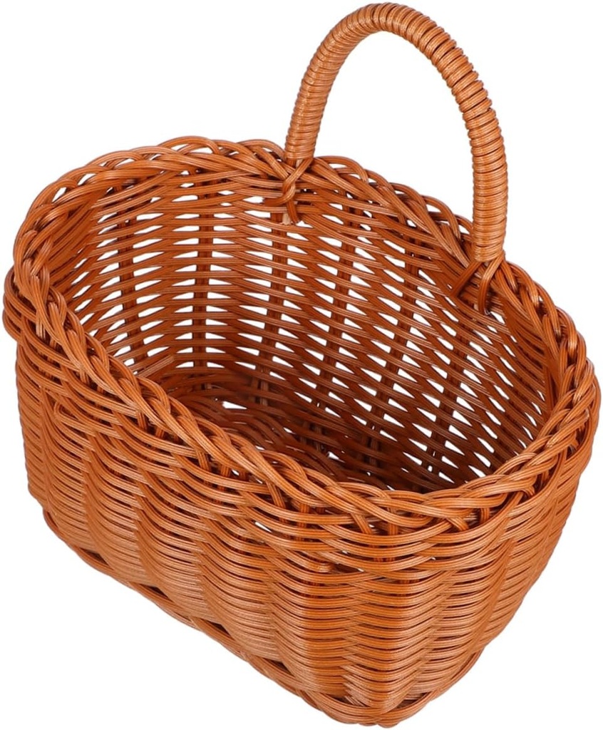 Portable Wall Decor Basket Vintage Handheld Woven Hanging Storage Basket for Garlic and Ginger Stylish Organizer for Kitchen and Bathroom Space Saving Home Decor