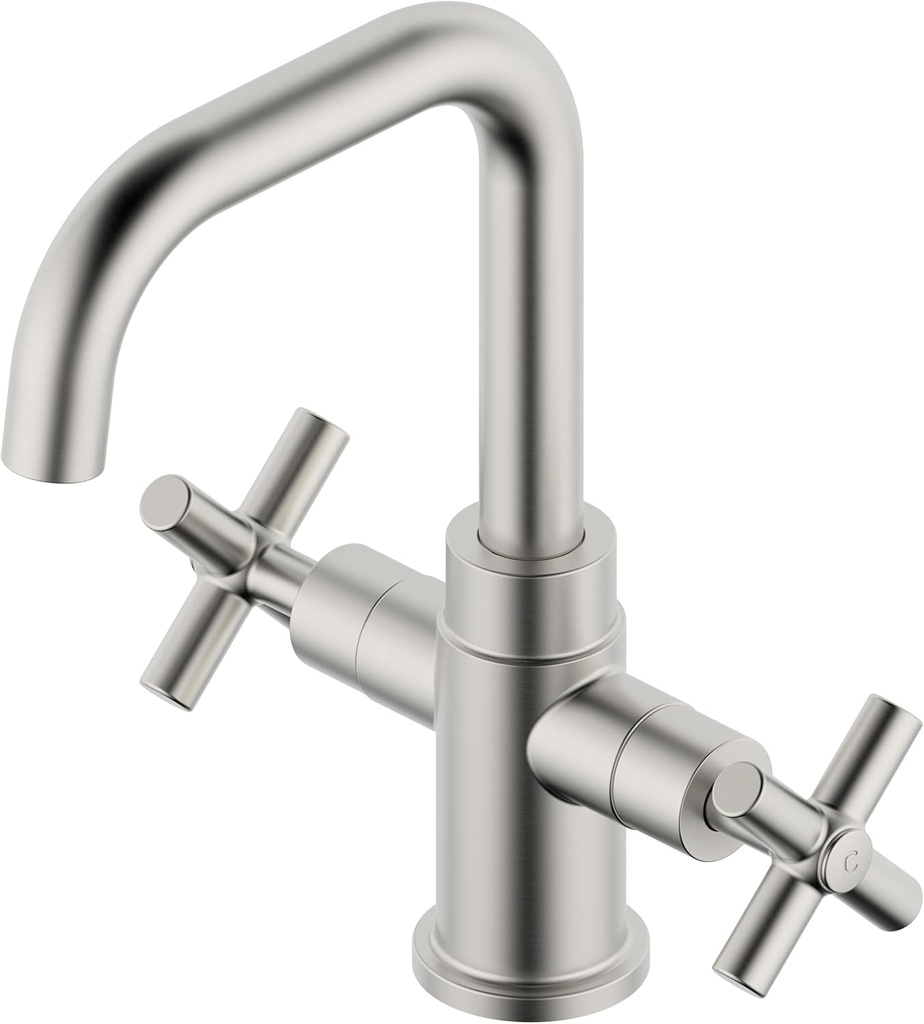 Bathroom Sink Faucet, 4 Inch Single Hole or 3 Hole Centerset Vanity Faucet, 2-Handle Handle Single Hole Bahroom Sink Faucet, Pop Up Drain Oil Rubbed Bronze Finish DF-1265CCH-ORB