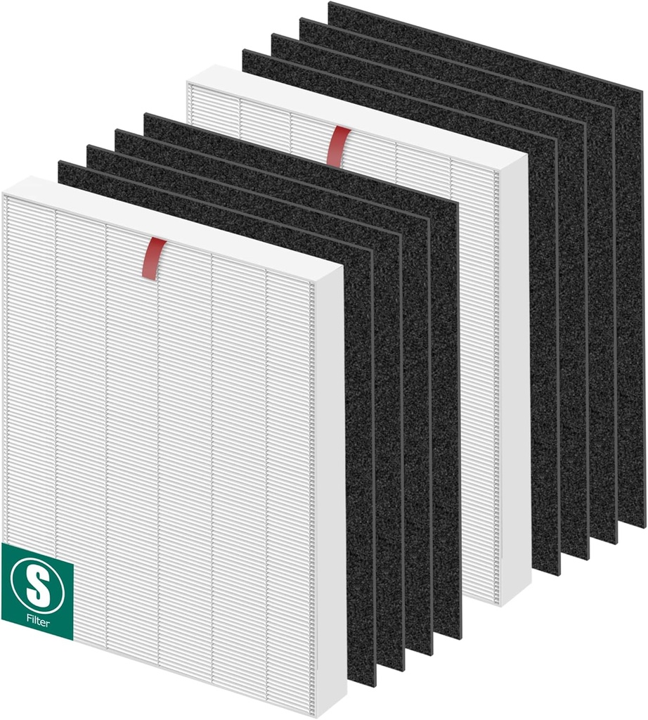 APPLIANCEMATES C545 Replacement Filter S for Winix C545 Air Purifier, Replace 1712-0096-00 2522-0058-002, 2 × H13 Ture HEPA Filters + 8 × Activated Carbon Filters