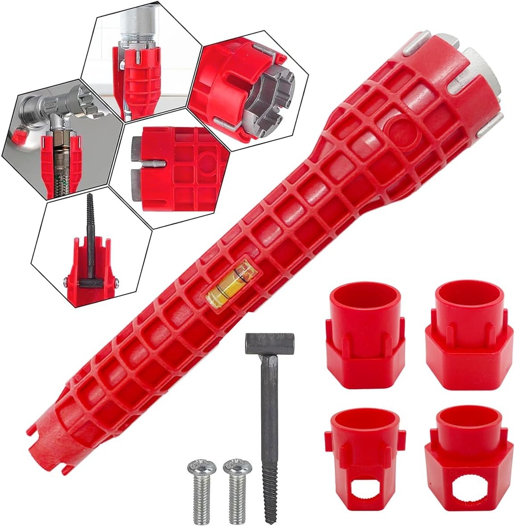 14-in-1 Multi-functional Pipe Wrench, Faucet and Sink Installer, Anti-Slip Pipe Wrench Plumbing Tool for Sink/Bathroom/Kitchen Plumbing Installation and Repairs