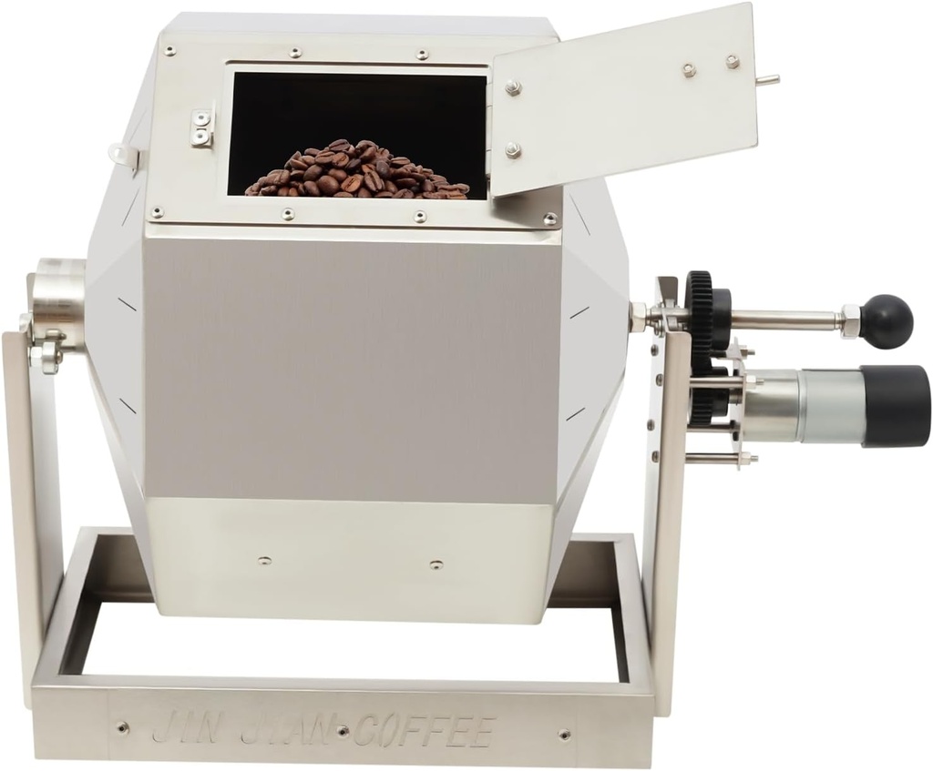 Coffee Bean Roaster, 14.5L Gas Burner Drum Type Coffee Bean Baking Machine Stainless Steel Automatic Rotary Roasting Machine Peanut Roaster for Commercial and Home Use