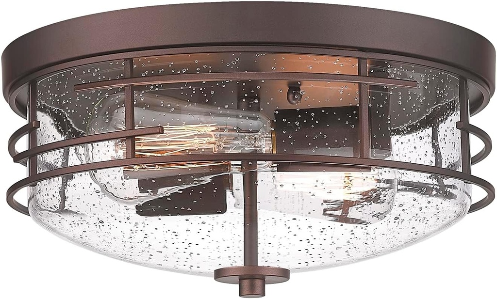 ALLGOT 2-Light Flush Mount Ceiling Light, Metal Ceiling Mount Light, Industrial Close to Ceiling Light Fixtures for Bedroom, Hallway, Kitchen, Dining Room, Foyer and Bathroom (Oil Rubbed Bronze)