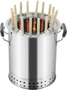 Portable Smokeless BBQ Charcoal Grill 16 Skewers, Stainless Steel Compact Barrel Grill Outdoor Indoor Camping Smokeless Charcoal Barbecue Grill BBQ Grill Cooking Set (26 * 30cm/10.2 * 11.8in)