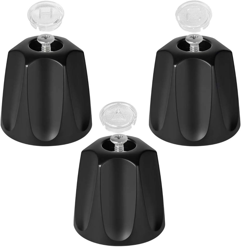 3Pcs Shower Knob Replacement Compatible with Price/Pfister Verve Tub Shower, Bathtub Faucet Handle Remodel Trim Kit Includes Hot/Cold/Diverter Knob & 3 Screws (Matte Black)