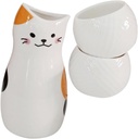 1set Ceramic Sake Cup Retro Kettle and Cute Design Japanese Style Rice Wine Pot for Home Birthdays Weddings and Cat