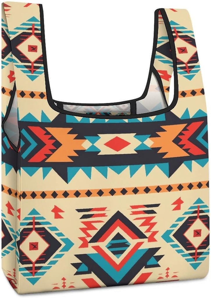 Collapsible Shopping Bag, Native American Print Lightweight Shopping Bag Foldable Tote Bag Spacious Shopping Bag Reusable Grocery Bag