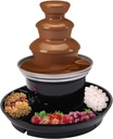 3 Tiers Electric Chocolate Fondue Machine Black Hot Chocolate Fondue Fountain Tower 16oz Capacity Chocolate Melting Heating Machine Fondue Pot Set with 6 Forks Food Tray for Party Wedding Celebration