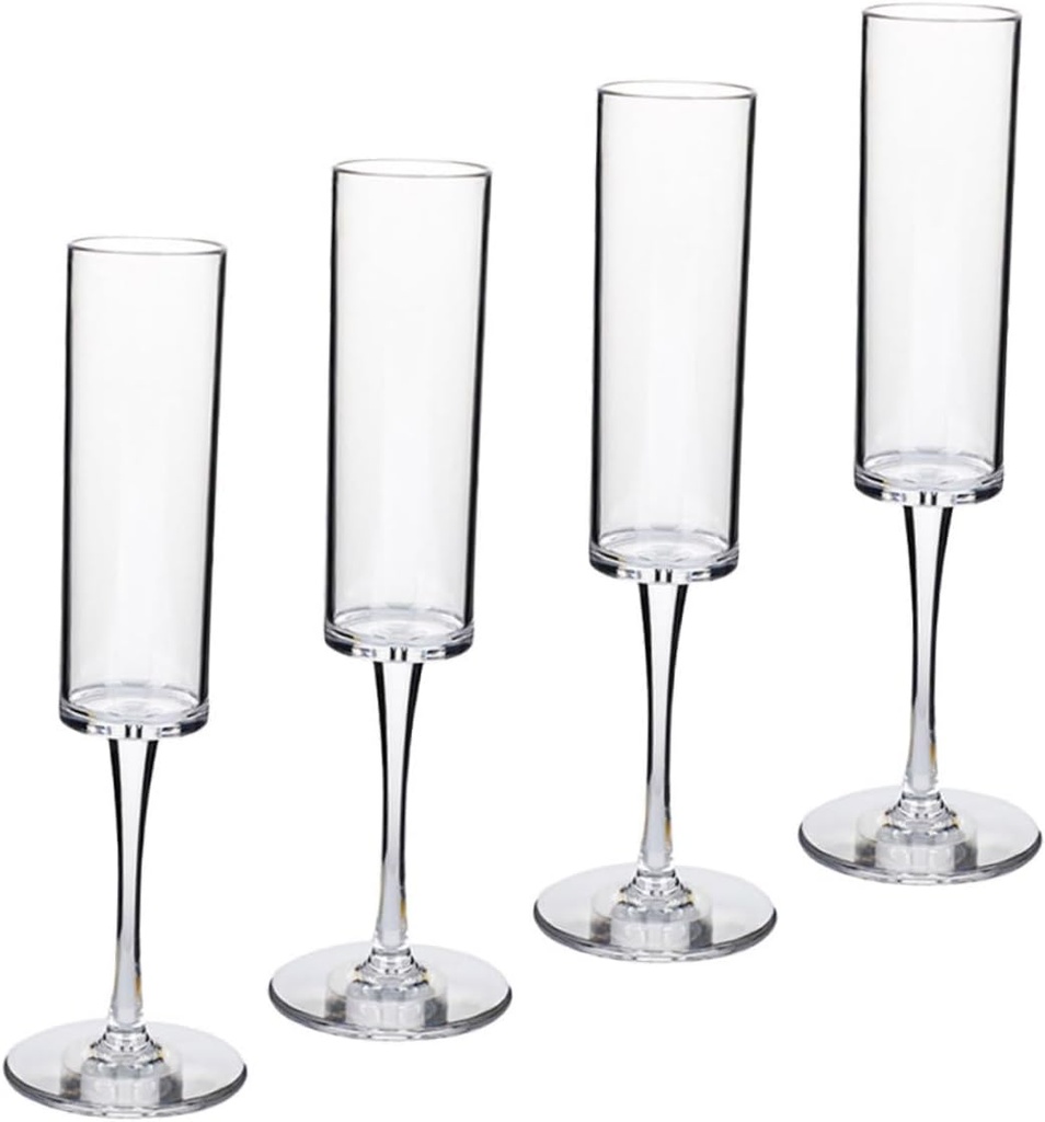 Healifty 4pcs Unbreakable Cocktail Goblets Clear Bar Wine Glasses for Parties Banquets and Home Use Lightweight Drinking Flutes