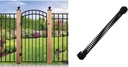 Nuvo Iron 33" x 68" Garnet Ex. Rail Arched Gate and 13" Self Closing Gate Spring, Black