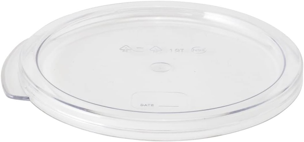 Restaurantware-LID ONLY: Met Lux Food Storage Container Lid, 1 Round Marinating Container Lid - Containers Sold Separately, With Date Indicator, Clear Plastic Lid, Dishwashable, Freezable