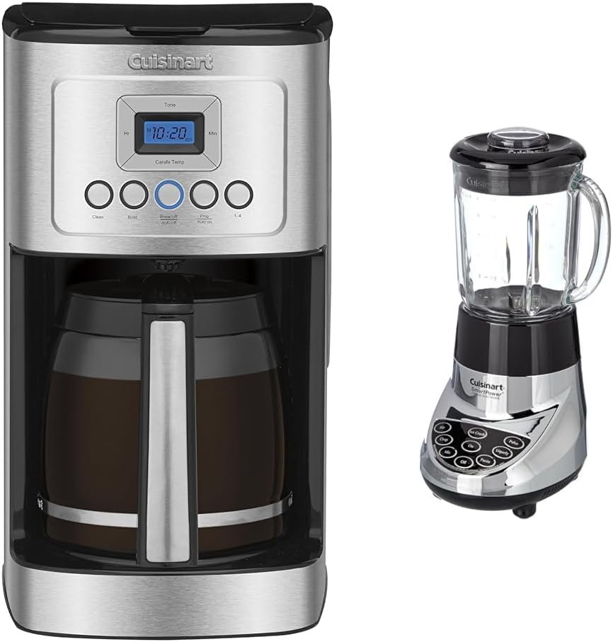 Cuisinart Coffee Maker, 14-Cup Glass Carafe, Fully Automatic & SPB-7CH SmartPower 40-Ounce 7-Speed Electronic Bar Blender, Chrome