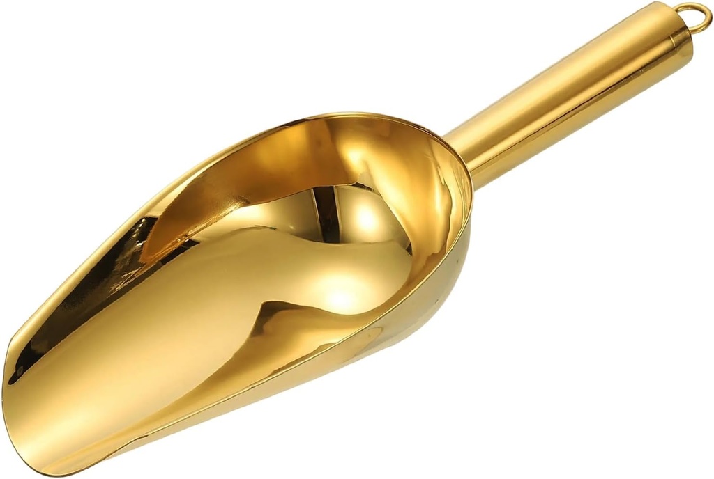 uxcell Metal Ice Scoop, 9.8" x 3.5"Stainless Steel Ice Scooper for Kitchen Party Bar Wedding Use, Gold