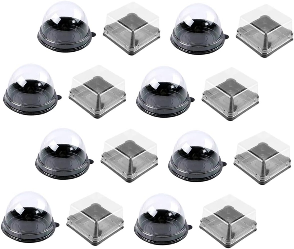 100pcs Bakery Boxes Portable Multipurpose Pastry Packaging for Cakes Cupcakes Lightweight Black Square Round Containers for Desserts Parties