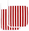 2 Packs Red White Stripe Pot Holders Sets for Kitchen,Oven Pan Plate Bowl Pads Heat Proof Mat with Hanging Loop,Modern Geometric Minimalist Vertical Striped Thick Terry Cloth Soft Potholders