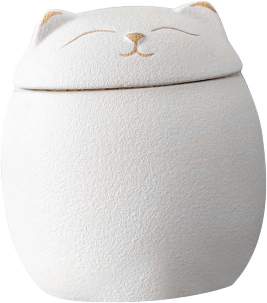 TOYANDONA Cute Cat Face Ceramic Jar Sealed Tea Canister Food Storage Container Decorative Cookie Jar for PET Ashes or Tea for Home and Kitchen