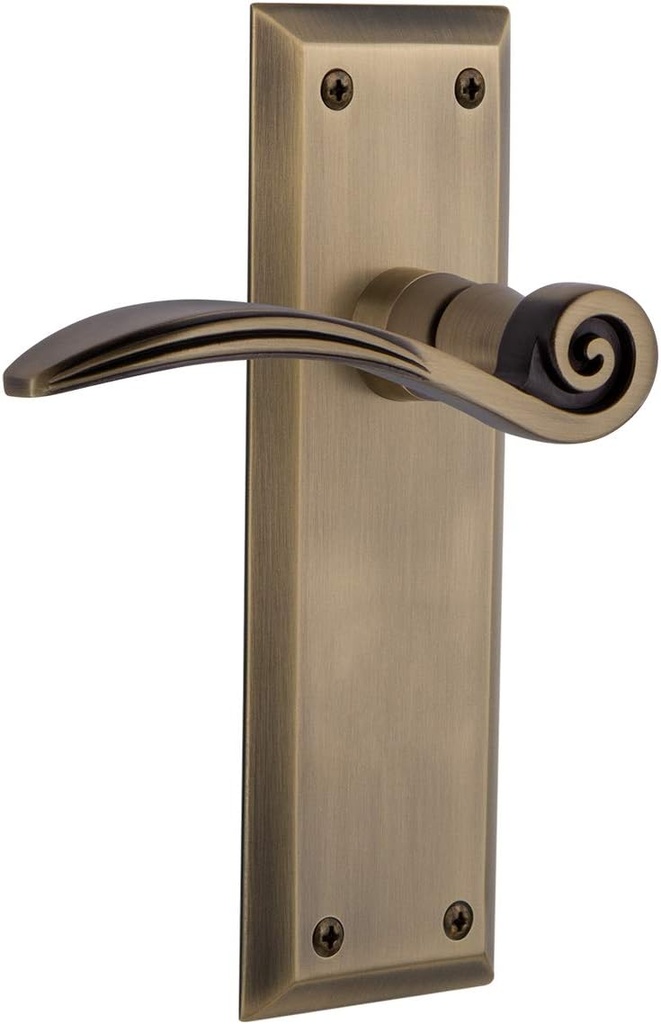 Nostalgic Warehouse New York Plate Privacy Swan Lever in Antique Brass