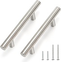 Kingrol 30 Pack 5" Cabinet Pulls with 3" Hole Center, Satin Nickel Stainless Steel Kitchen Drawer Handles, Modern & Durable Cabinet Hardware